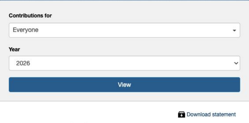 Choose Year, select View, then use Download statement.