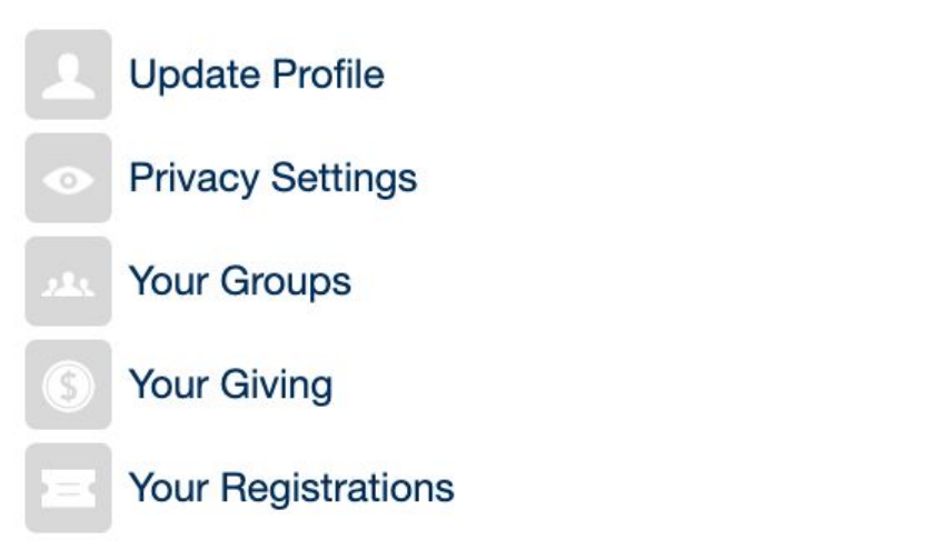 Home page: choose Update Profile.