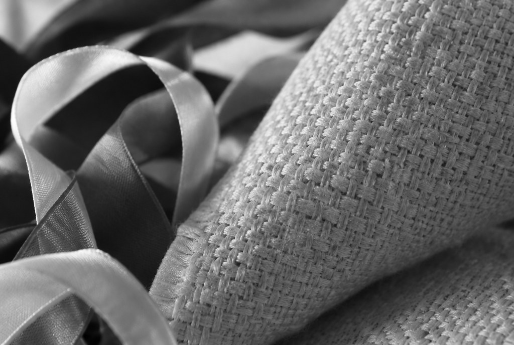 Illustrative closeup of woven fabric and sensory ribbons